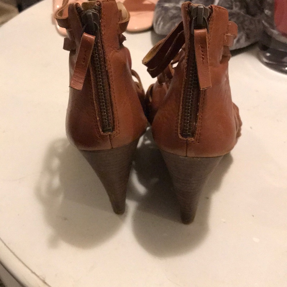 Nine West Cognac Mexicali Wedge Sandals View 4